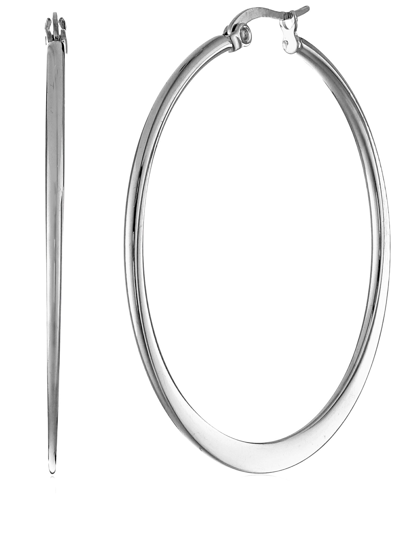 Amazon Essentials Gold Plated or Stainless Steel Flattened Hoop Earrings (previously Amazon Collection)